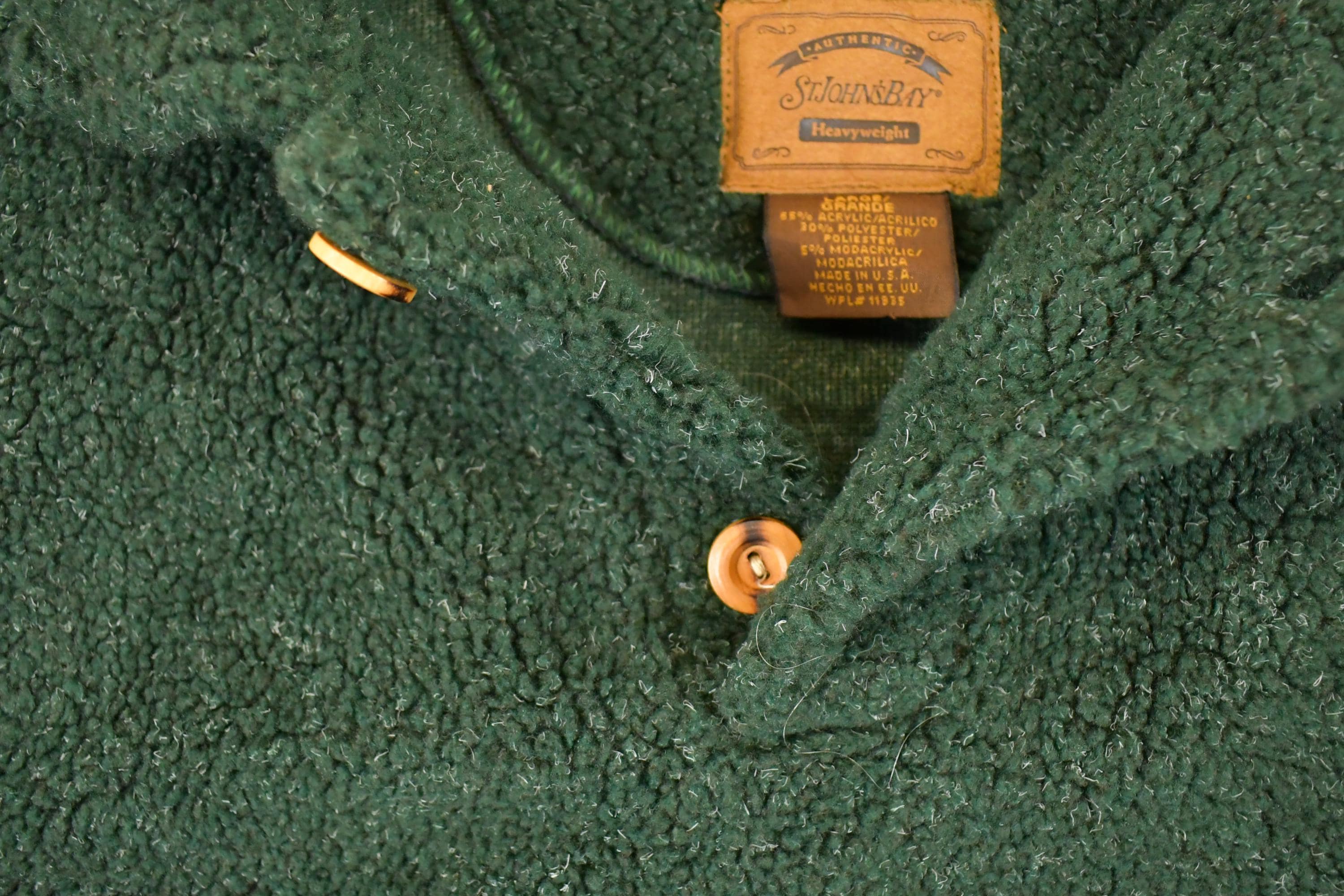 Vintage 1990s St John's Bay Quarter Button Fleece Outdoorsman Sweater Men's L