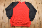 Vintage 1980s Blank Black Red Raglan Crewneck Sweatshirt