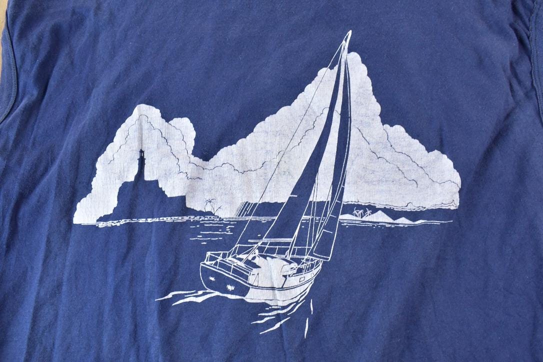 Vintage 1990s Yachting Sleeveless Boating Souvenir T-Shirt