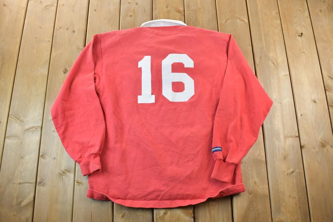 Vintage 1990s Sacred Heart Huskies Button Up Rugby Shirt