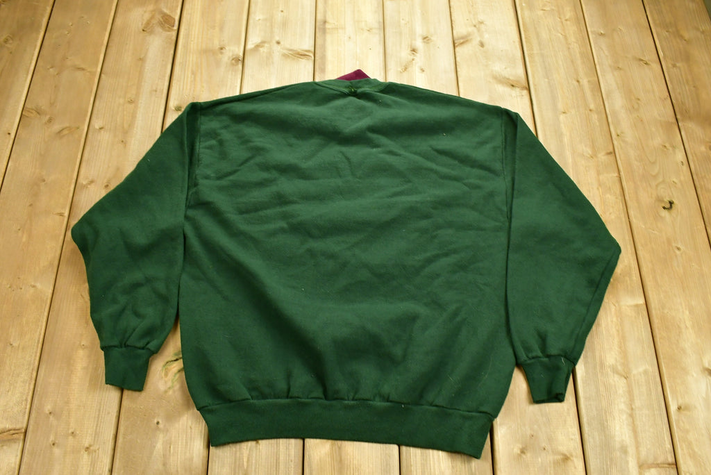 Vintage 1990's Santa Claus Embroidered Christmas Sweater , 90s Holiday Crewneck , Made In USA , Winter Wear , Festive Graphic Print