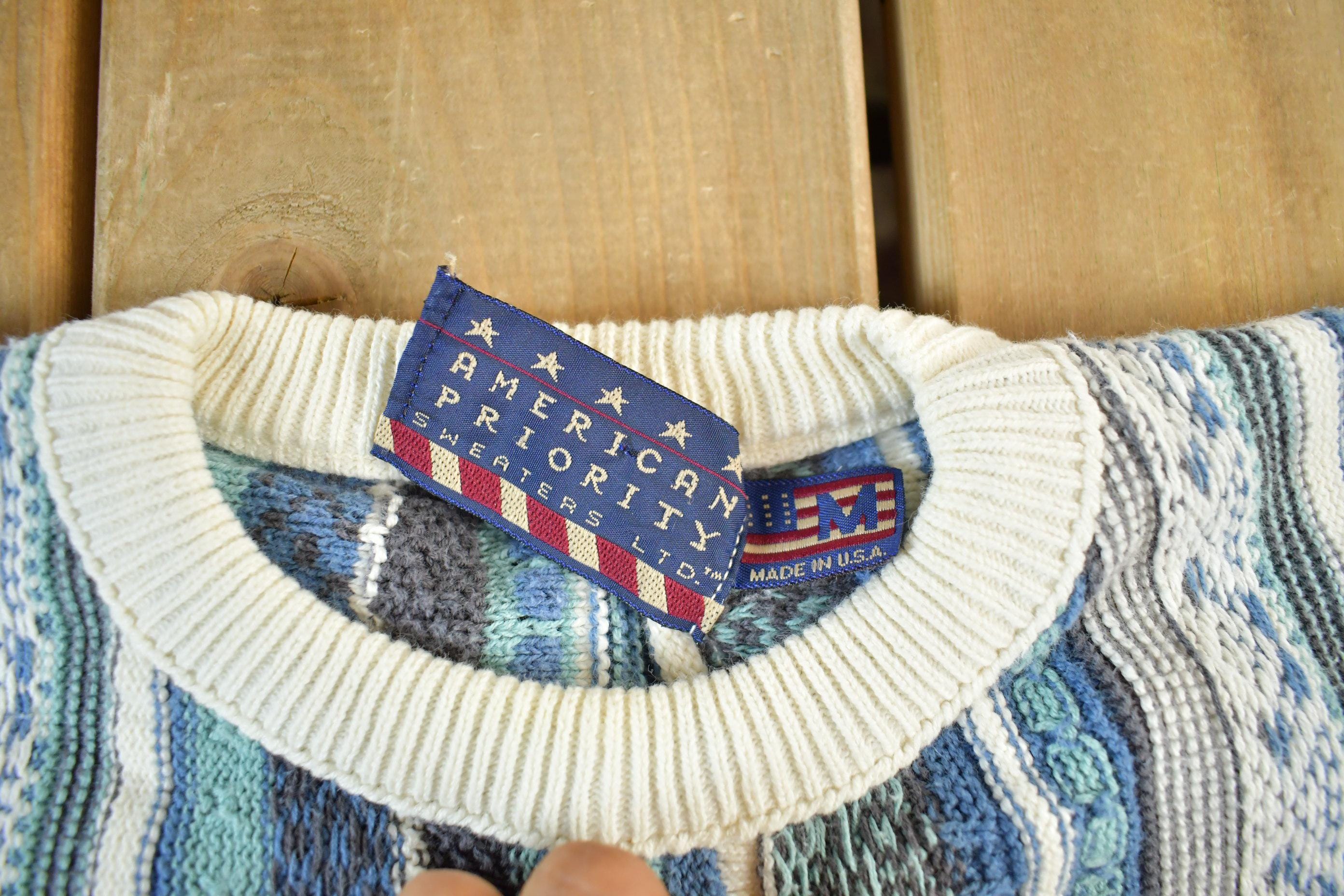 Vintage 1990s American Priority 3D Knit Sweater Mens Large