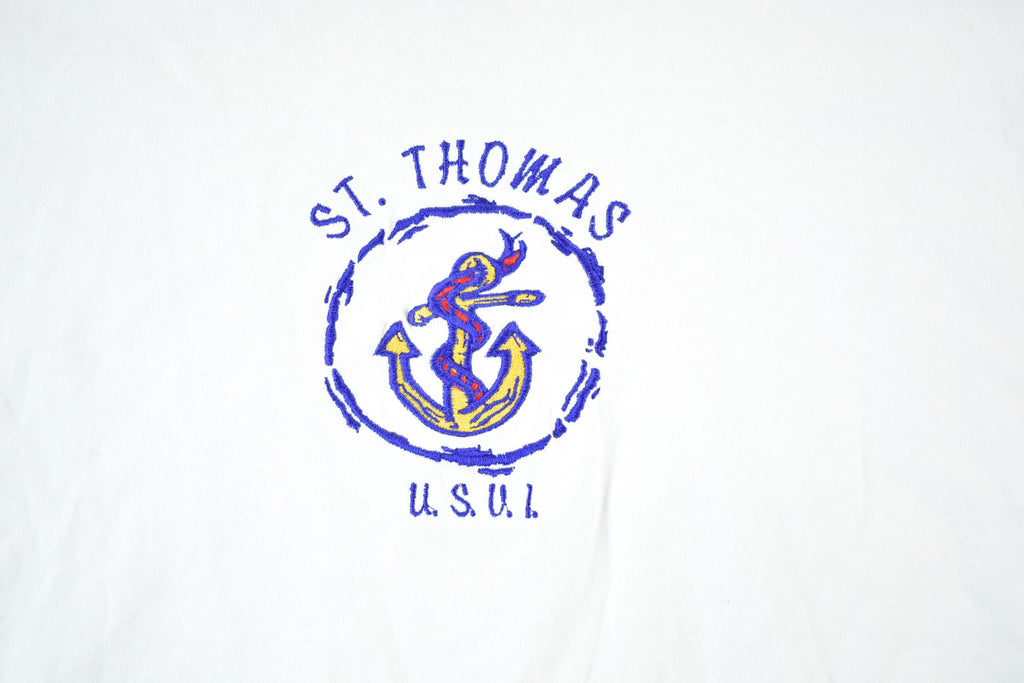 Vintage 1990s St Thomas Anchor Logo Souvenir T-Shirt Mens L