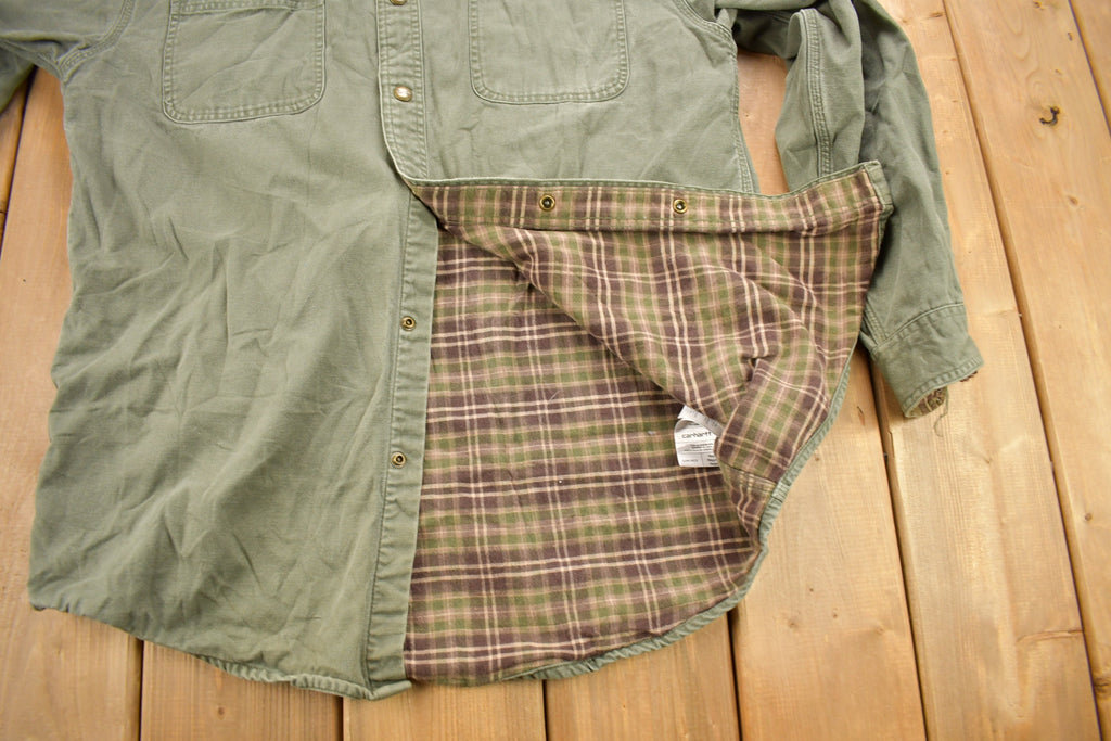 Vintage Y2K Plaid Lined Carhartt Button Up Shirt Youth Large