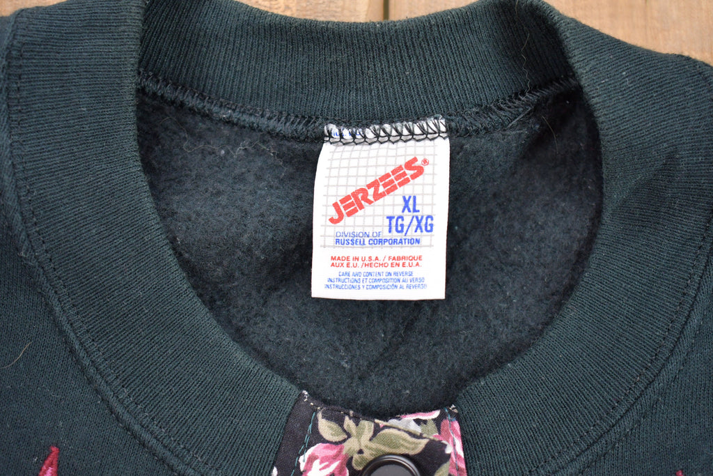 Vintage 1990s Made In USA Floral Cardigan Sweatshirt