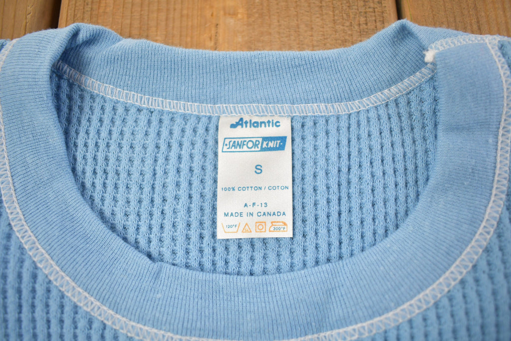 Vintage 1970s Deadstock Atlantic Sanfor Knit Thermal Blue T Shirt