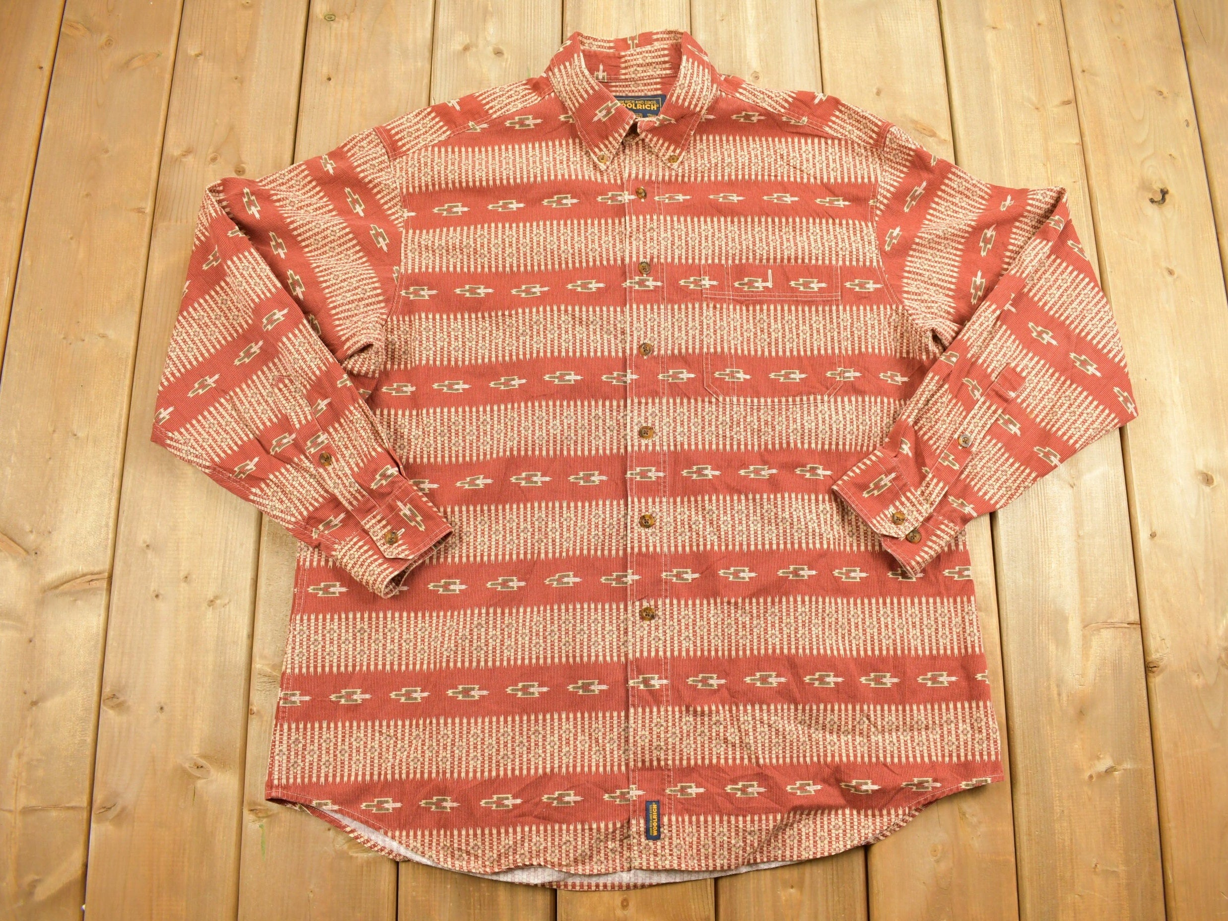 Vintage 2000ss Woolrich Abstract Flannel Button Shirt