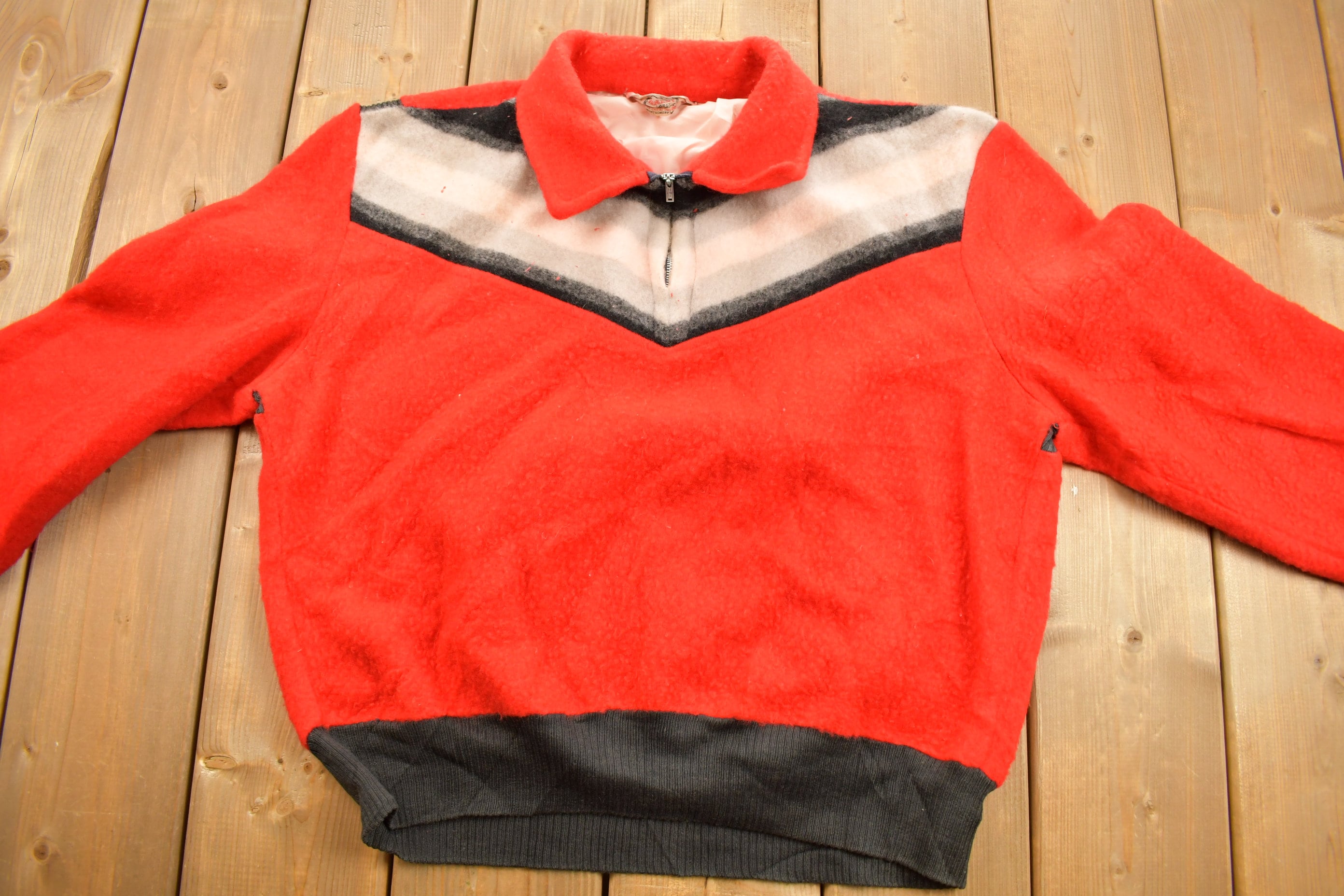 Vintage 1960s Montgomery Ward Quarter Zip Sweater