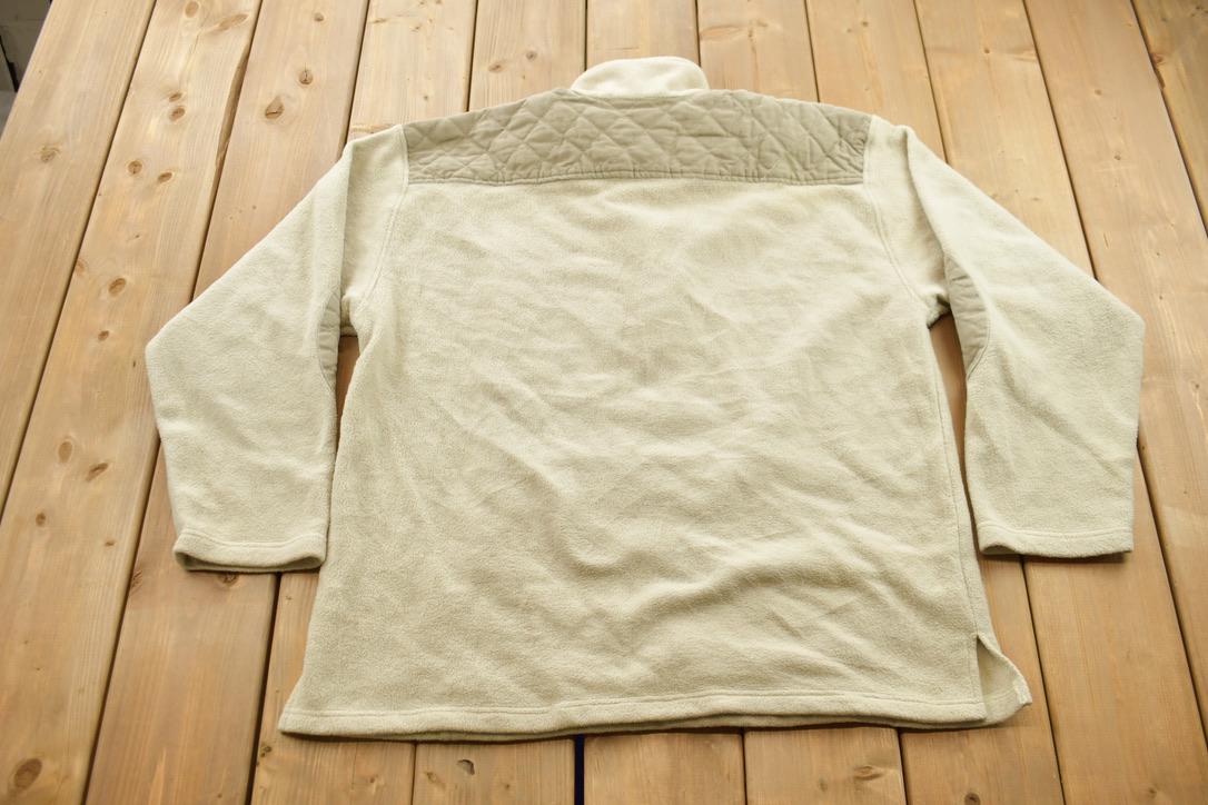 Vintage 1990s GEAR Fishing Theme Embroidered Quarter Zip Fleece Sweater
