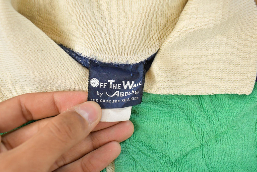 Vintage 1980's Off The Wall Velour Striped Rugby Sweater Youth M-L