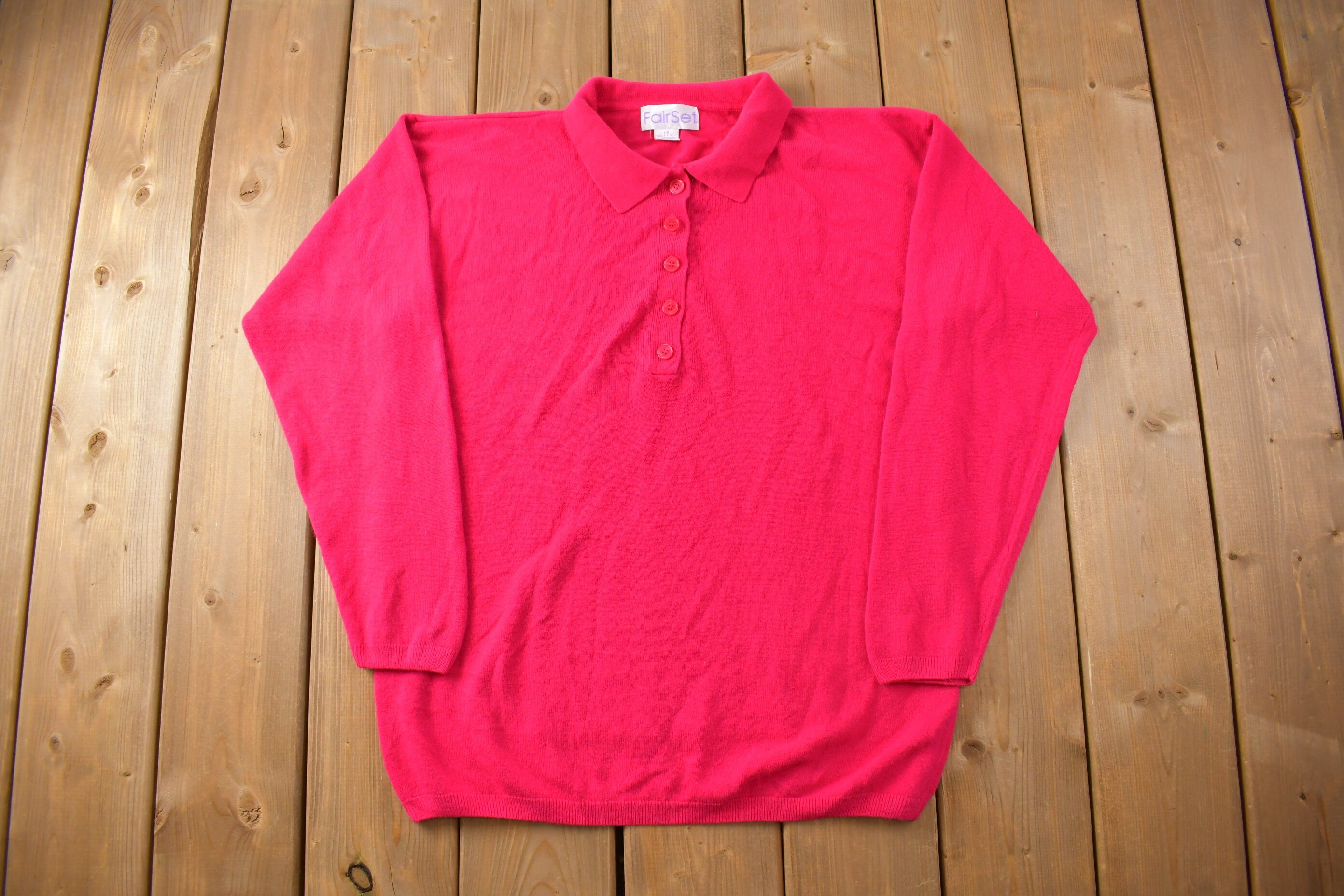 Vintage 1990s Fair Set Florence Knit Polo Sweater