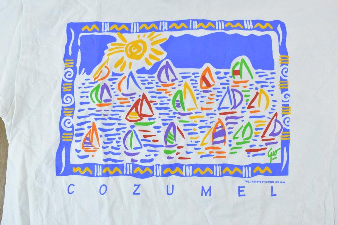 Vintage 1998 Bye Bye Cozumel Souvenir T-Shirt