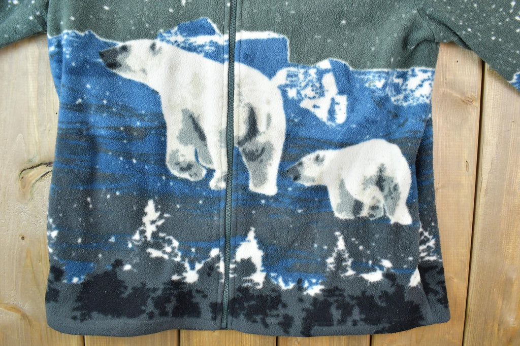 Vintage 1990s Polar Bear All Over Print Fleece Sweater