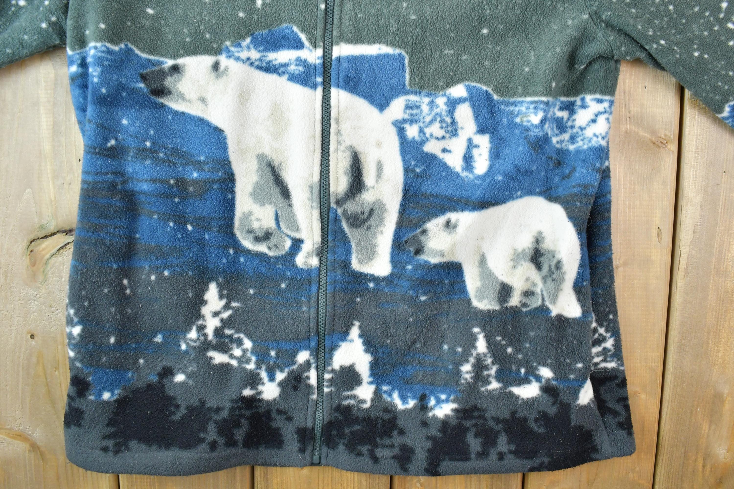 Vintage 1990s Polar Bear All Over Print Fleece Sweater