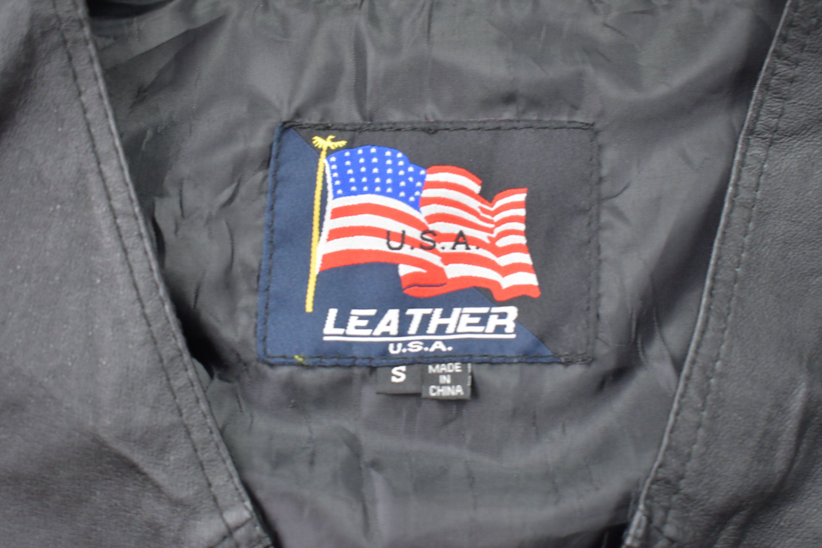Vintage 1990s United States Leather Vest  Fall Outerwear  Leather Vest  American Flag  Streetwear Fashion  Vintage Vest