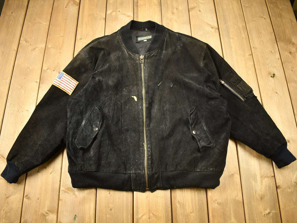 Vintage 1980s United States Navy Suede Varsity Style Jacket