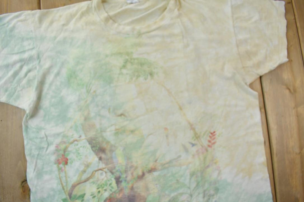 Vintage 1990s Rainforest Preserve Paradise Single Stitch Graphic Tie Dye T-Shirt Made In USA