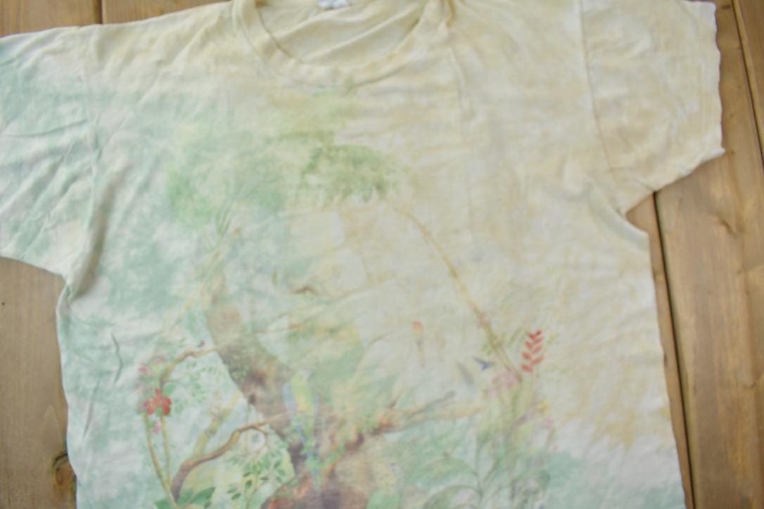 Vintage 1990s Rainforest Preserve Paradise Single Stitch Graphic Tie Dye T-Shirt Made In USA