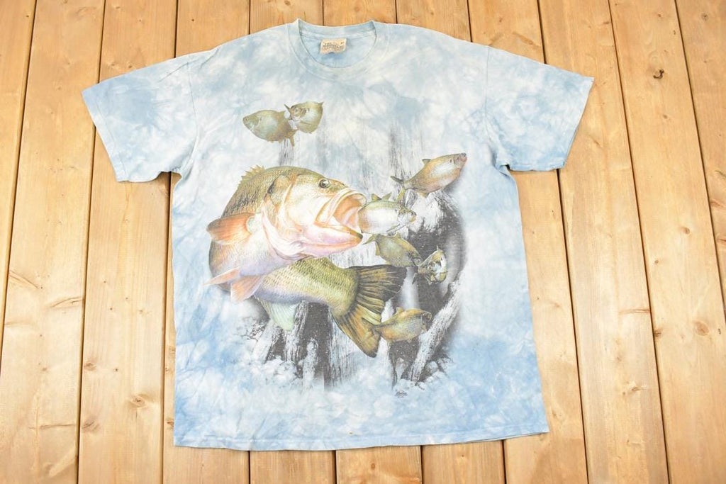 Vintage 1990s The Mountain Tye Dye Multi Fish Souvenir Travel T-Shirt Men's XL