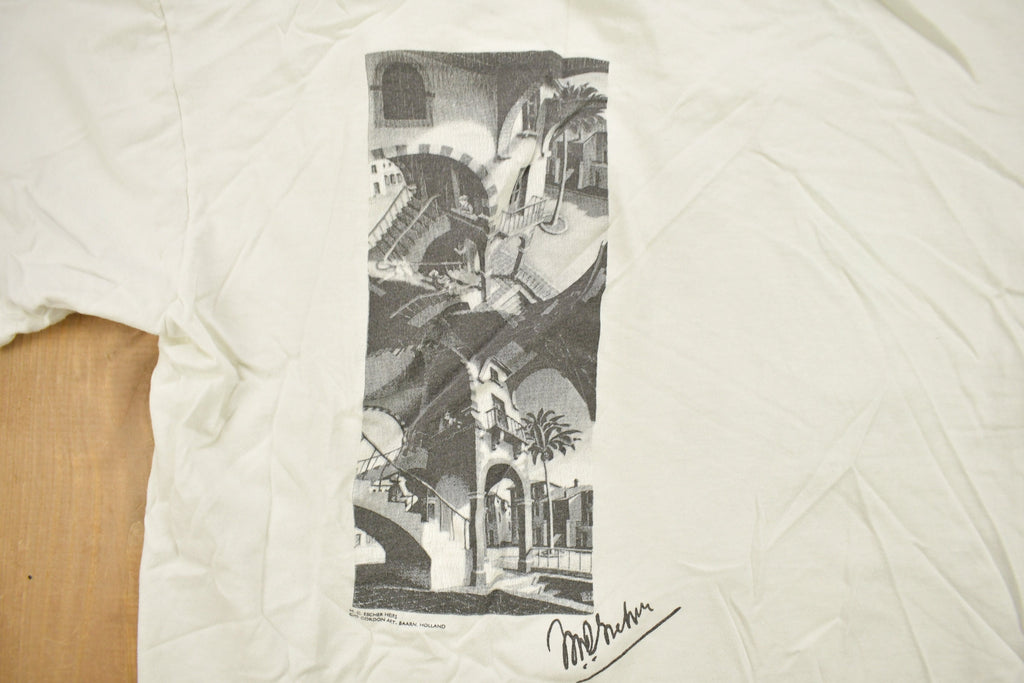 Vintage 1990s MC Escher Abstract Art Graphic T Shirt