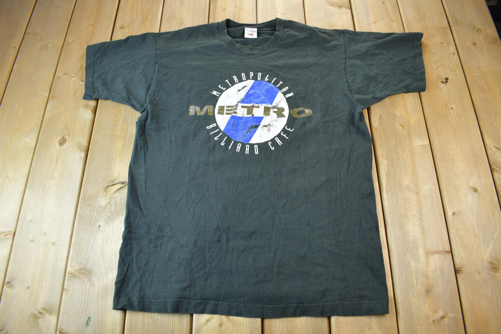 Vintage 1990s Metro Metropolitan Billiard Cafe Graphic T-Shirt / Made In Canada / Billiard T Shirt