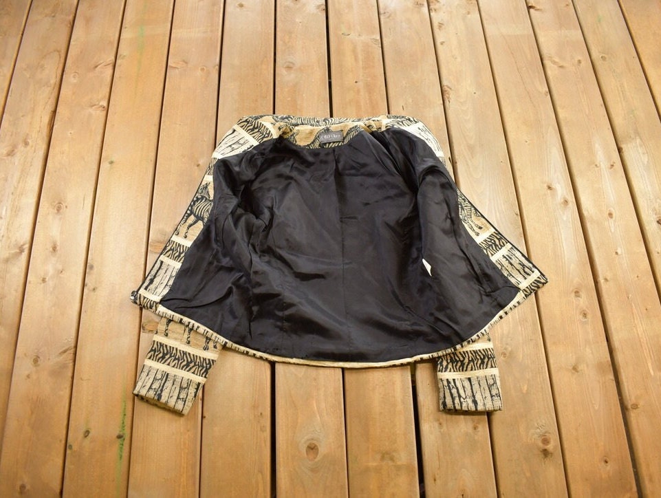 Vintage 1990s Zebra Themed Knit Jacket Zip Up