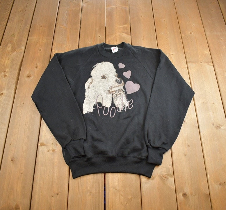 Vintage 1990 Poodle Dog Cute Crewneck Sweater Made In USA