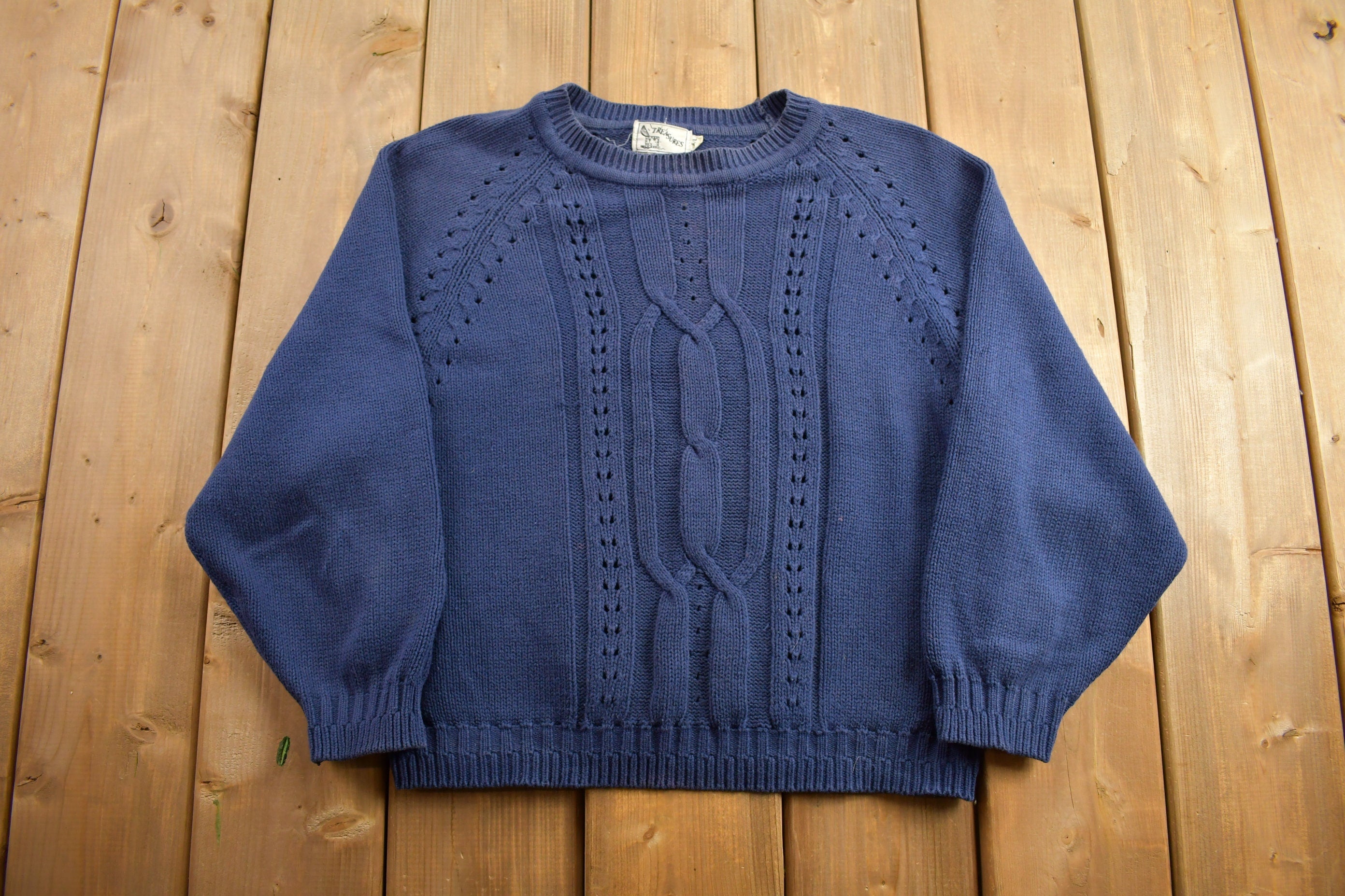 Vintage 1980s Treasures Cable Knit Crewneck Sweater