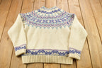 Vintage 1990s Woolrich Woman Knitted Wool Snowflake Cardigan Sweater