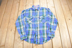 Vintage 1990s Mens Store Plaid Flannel Button Up Shirt
