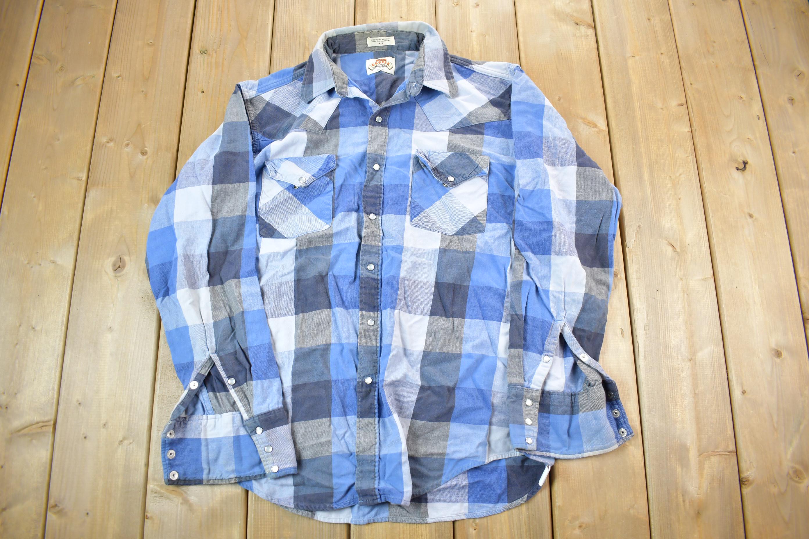 Vintage 1990s Blue Plaid Button Up Shirt