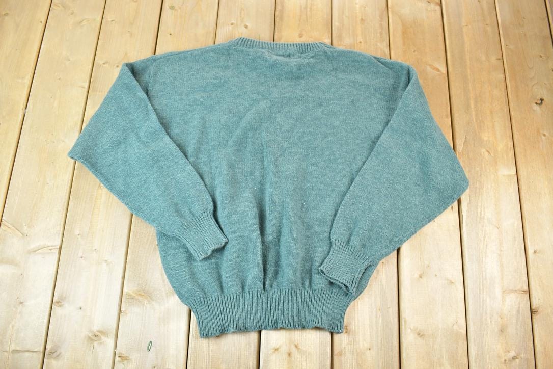 Vintage 1990s Eddie Bauer Knit Abstract Pattern Crewneck Sweater Made In USA  90s Crewneck  Preppy Knits