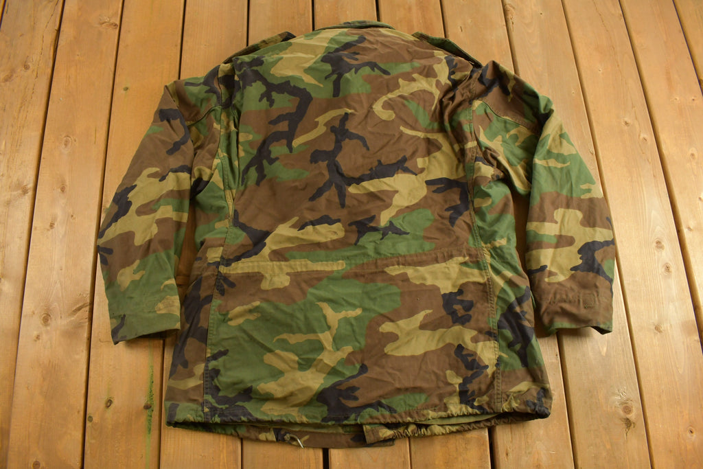 Vintage 1990s Military Camo Button Up Jacket