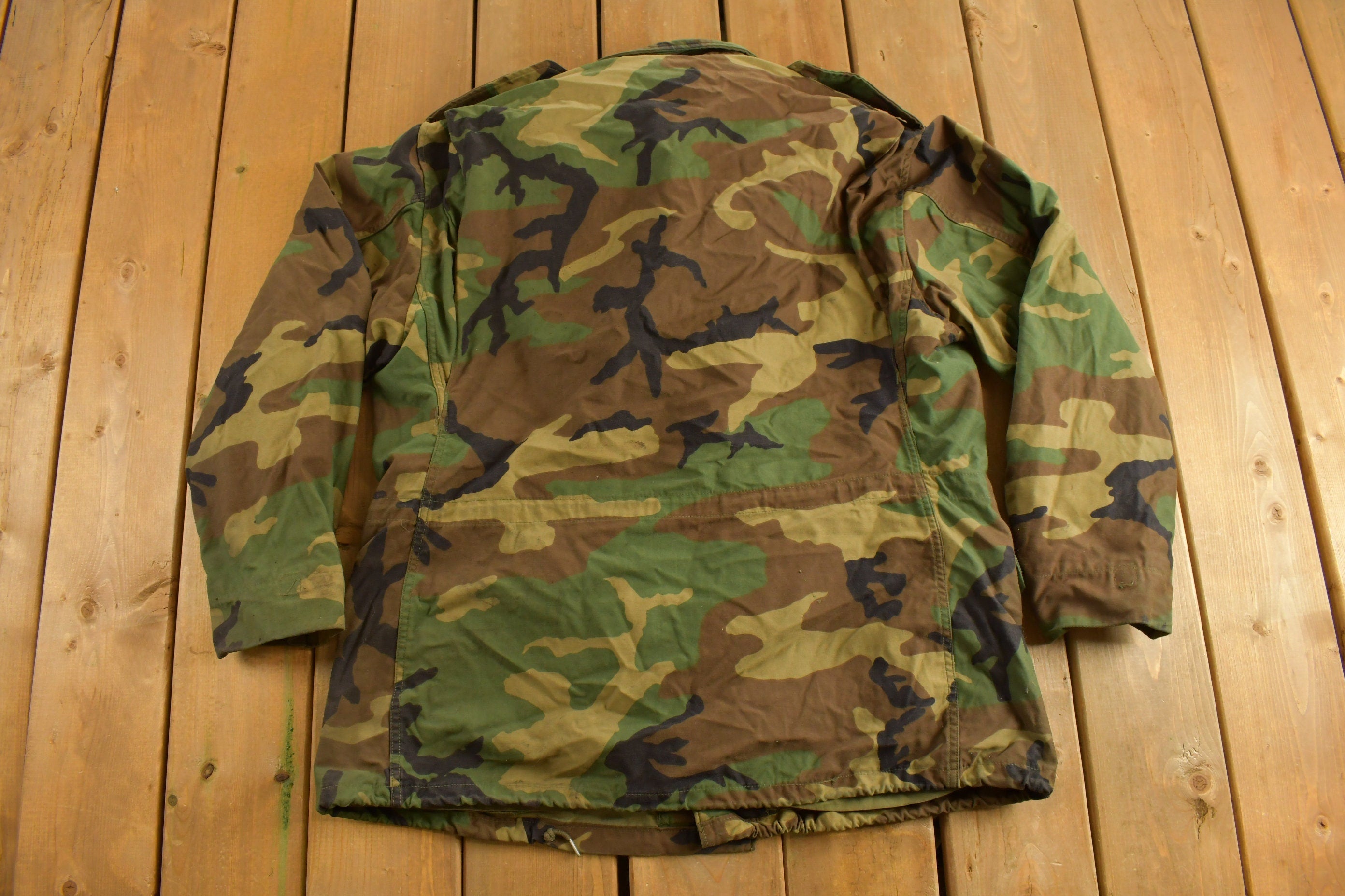 Vintage 1990s Military Camo Button Up Jacket
