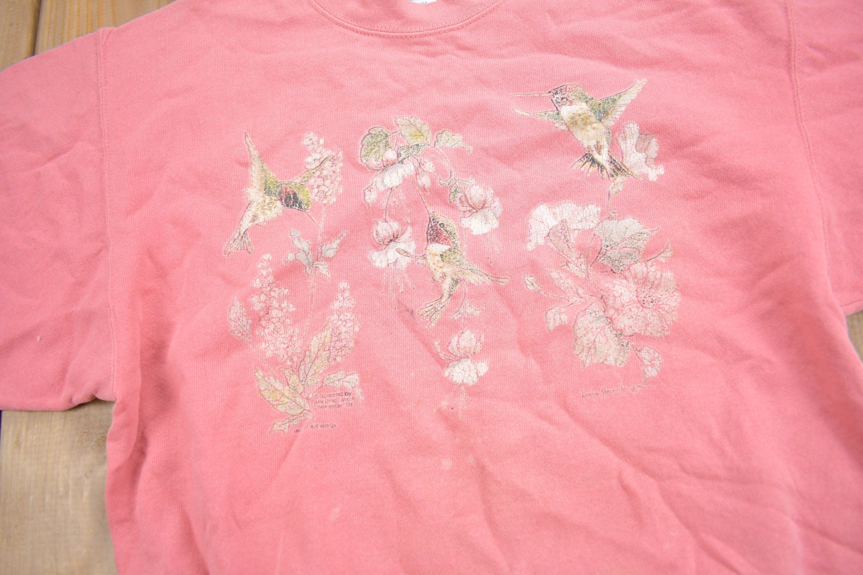 Vintage 1990s Cute Flowers & Birds Crewneck Sweater