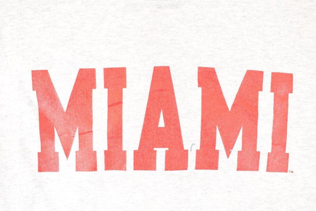 Vintage 1990s Miami Block Letter Bold Font Graphic Print Crewneck Sweatshirt Mens M