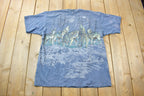Vintage 1990s Grey Wolf Theme All Over Print Graphic T-Shirt
