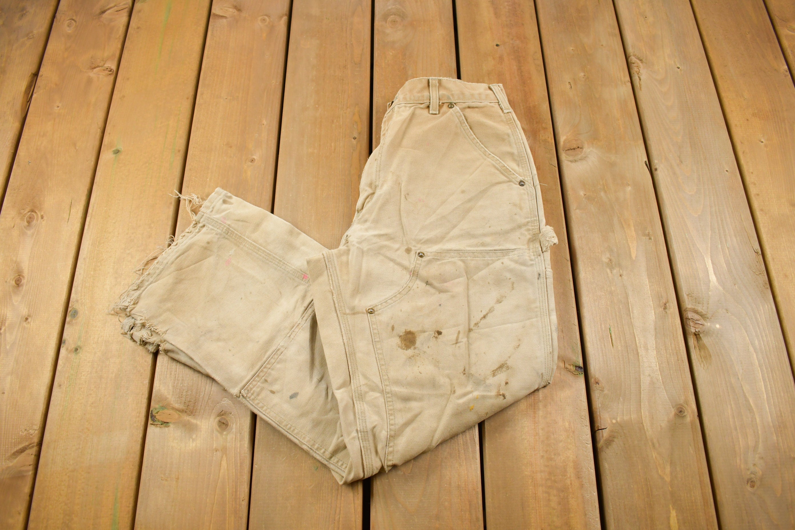 Vintage 1990s Carhartt Thrashed Double Knee Work Pants Size 30 x 26