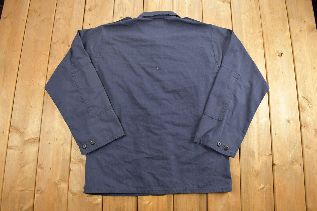 Vintage 1990s Blank Navy Military Button Up Jacket
