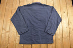 Vintage 1990s Blank Navy Military Button Up Jacket