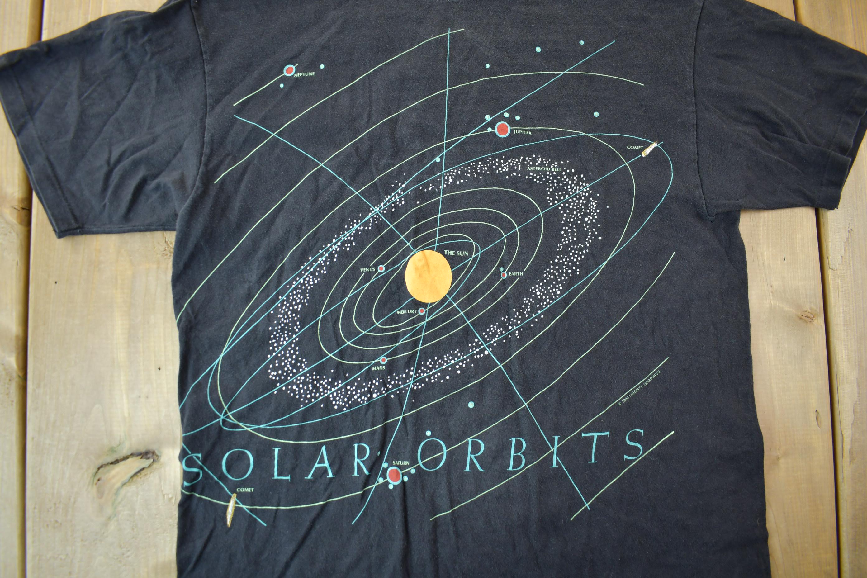 Vintage 1993 Solar Orbits Galaxy Space Theme Graphic T-Shirt Size Medium
