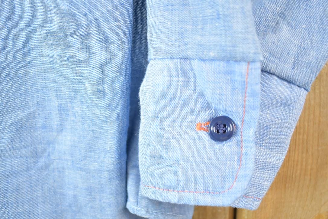 Vintage 1970s Lee Riders Go Rodeo Denim Bread Button Up Shirt Men's L