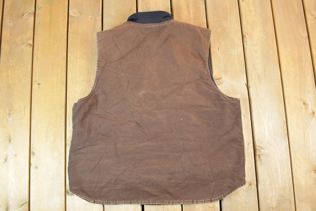 Vintage 1990s Carhartt Perfectly Distressed Collared Work Vest Made In USA