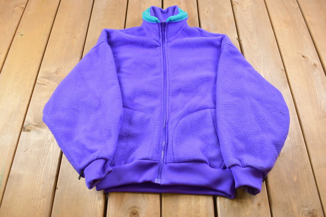Vintage 1990s Izzi Full Zip Purple Fleece Sweatshirt  Full Zip  Outdoorsman  Streetwear  Outerwear  winter Wear  Fall Wear
