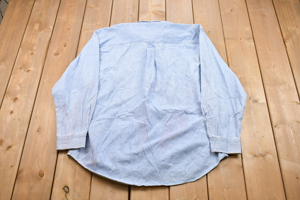 Vintage 1990s Denim Button Up Shirt  1990s Button Up  Vintage Denim  Casual Wear  Workwear  Jean Button Up
