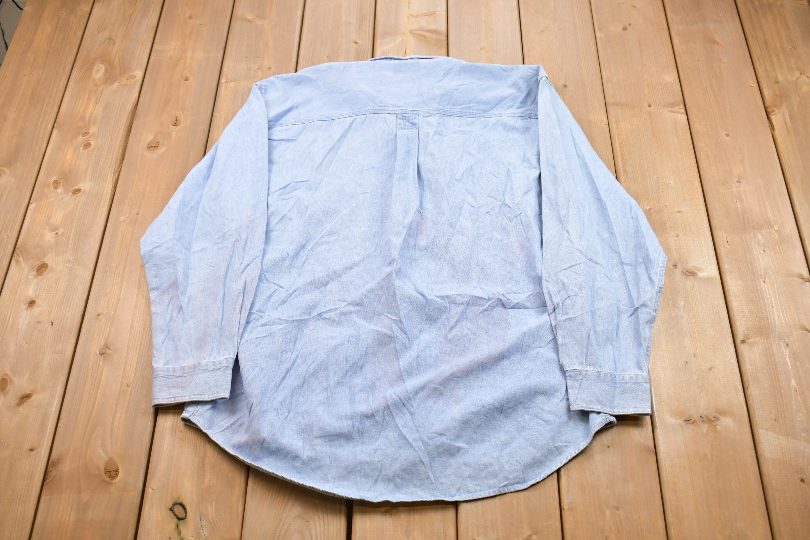 Vintage 1990s Denim Button Up Shirt  1990s Button Up  Vintage Denim  Casual Wear  Workwear  Jean Button Up