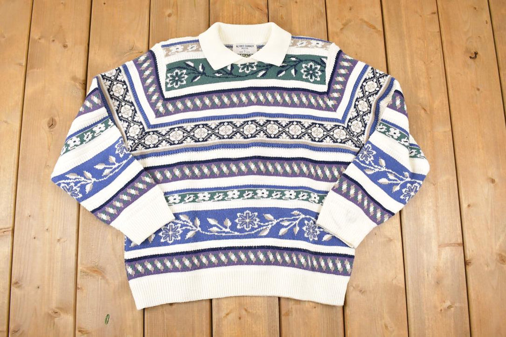 Vintage 1990s Alfred Dunner Petite Knit Collared Sweater Women's L /