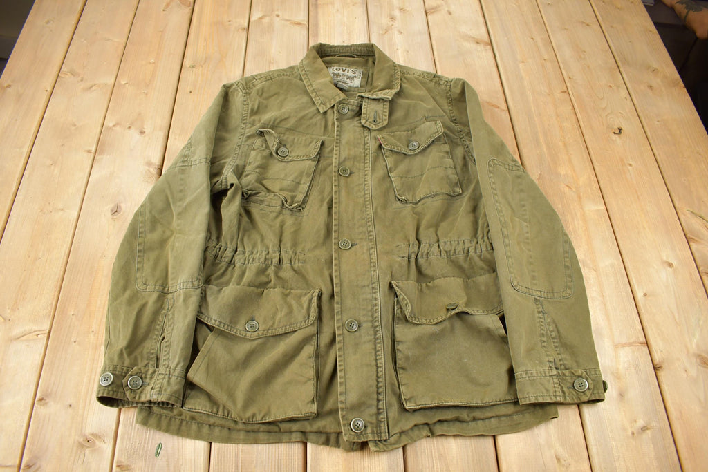 Vintage Y2K Levi's Military Style Green Army Jacket Size Large
