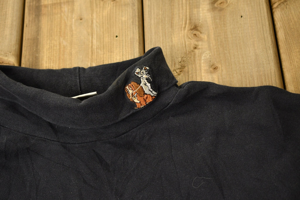 Vintage 1990s Lady And The Tramp Disney Turtleneck / Vintage Sweatshirt / Vintage The Disney Store / Embroidered / 90s Turtleneck