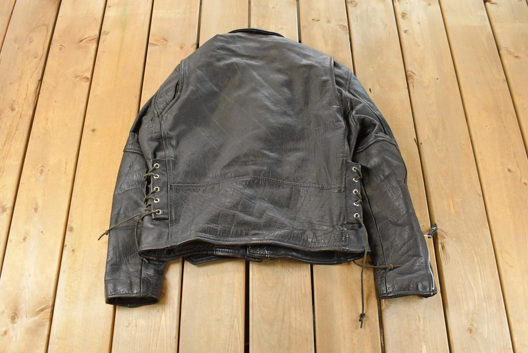 Vintage 1990s Biker Motorcycle Leather Jacket Men's Medium